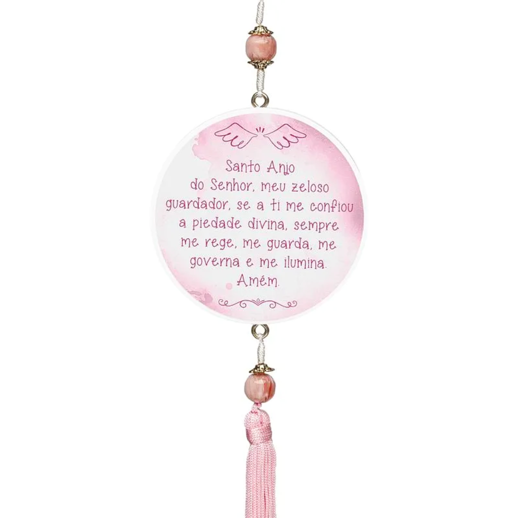 Adorno Infantil Anjo Da Guarda Branco & Rosa