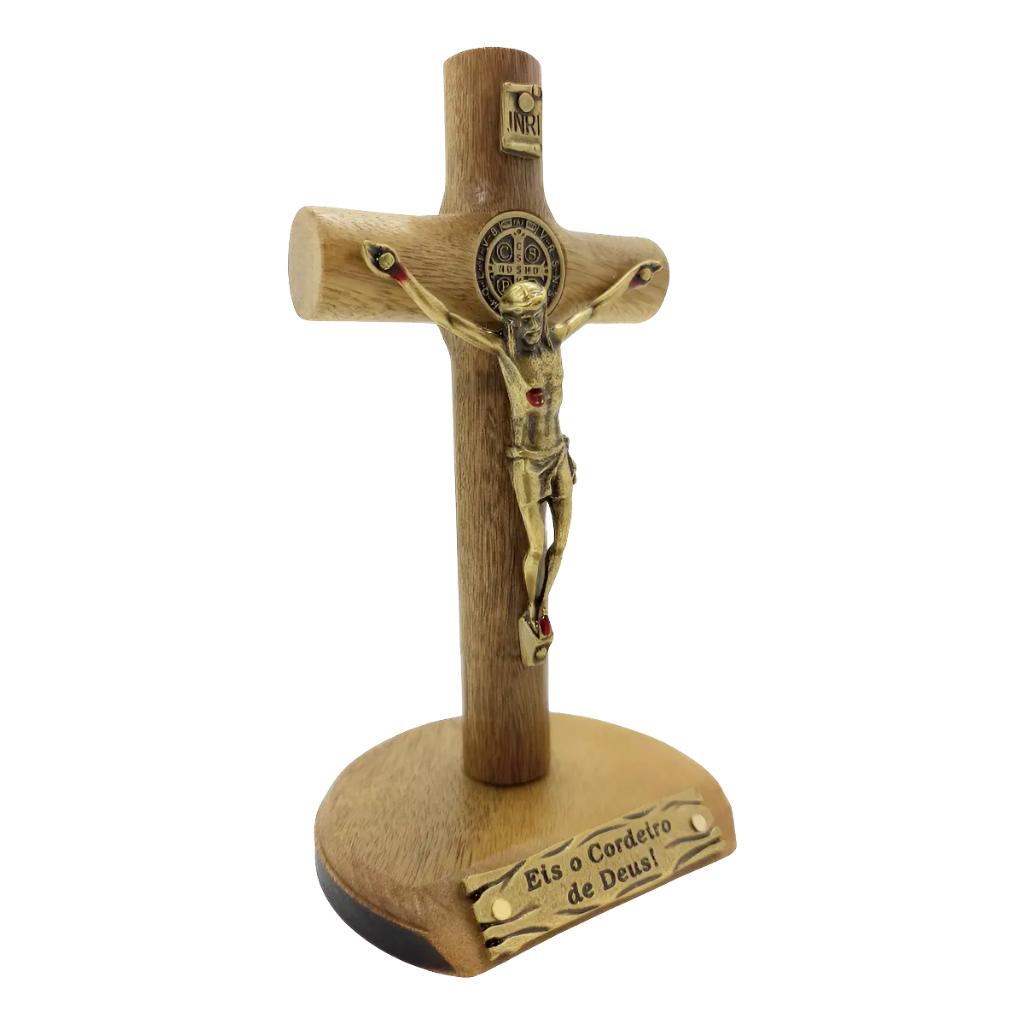Crucifixo Mesa 12cm Madeira