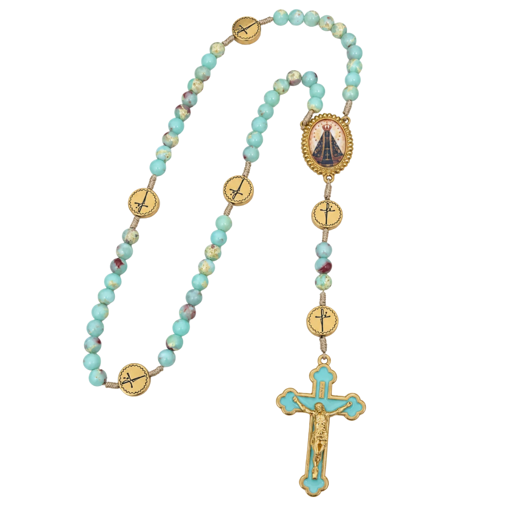 Terço de Nossa Senhora Aparecida - Cristal Jasper Imperial