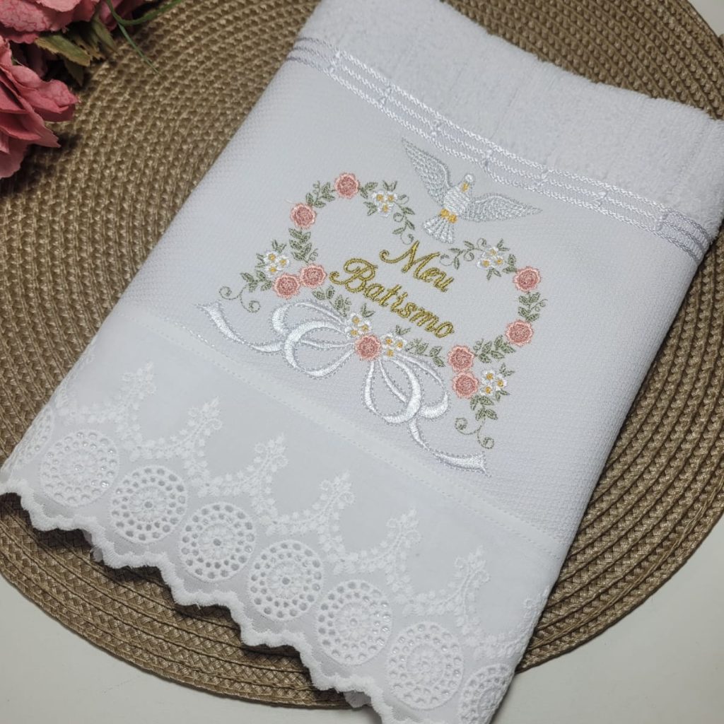 Toalha “Meu Batismo”– Floral com Rosas