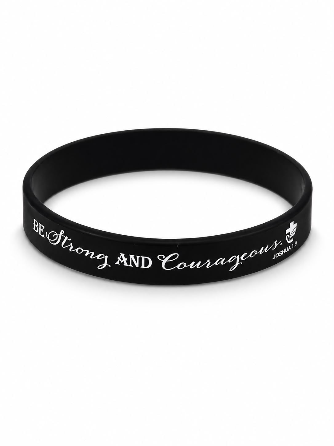 Pulseira de Silicone  (Preta) – Be Strong and Courageouta)