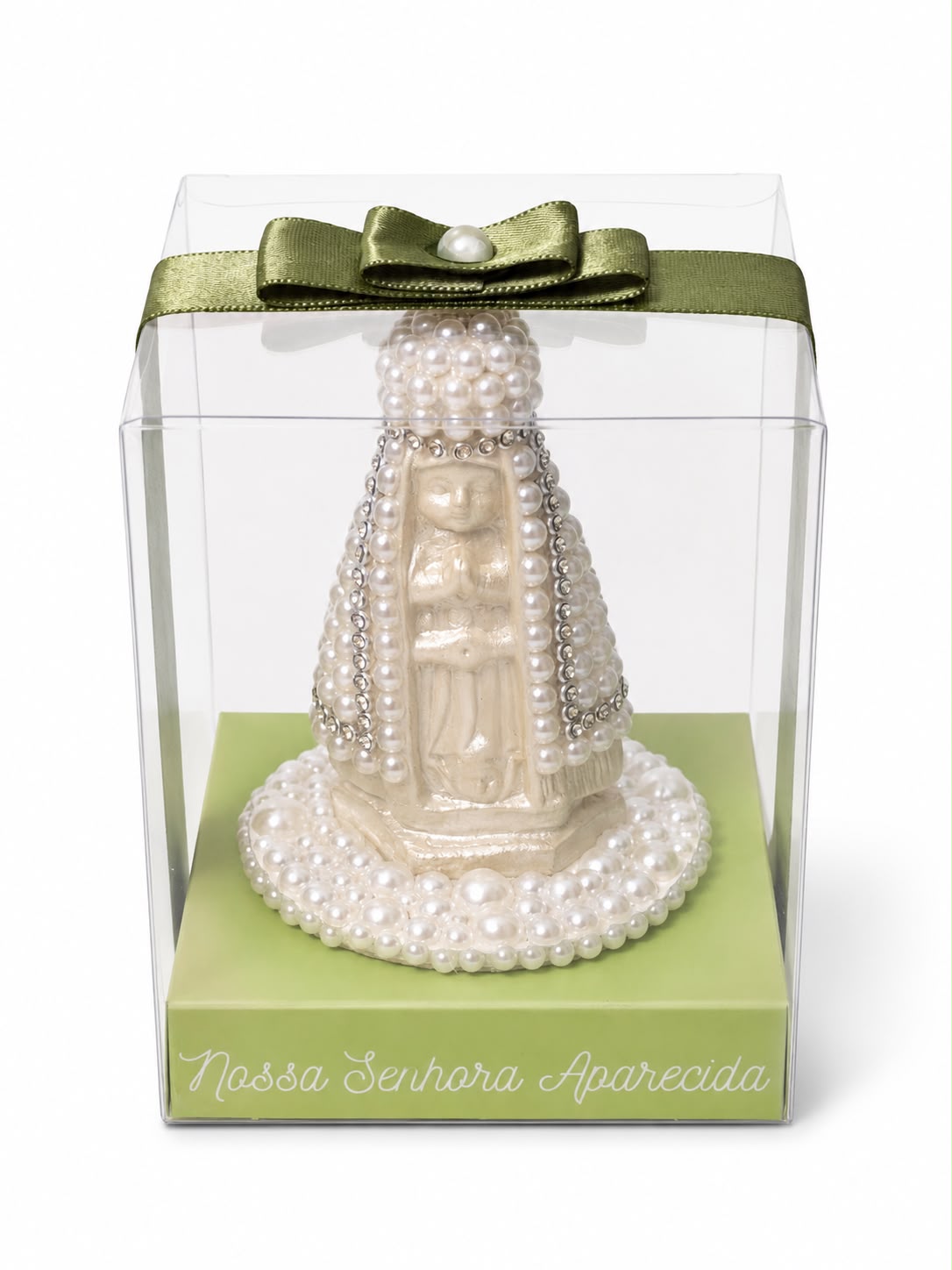 Nossa Senhora Aparecida Decorada com Pérolas - Branca