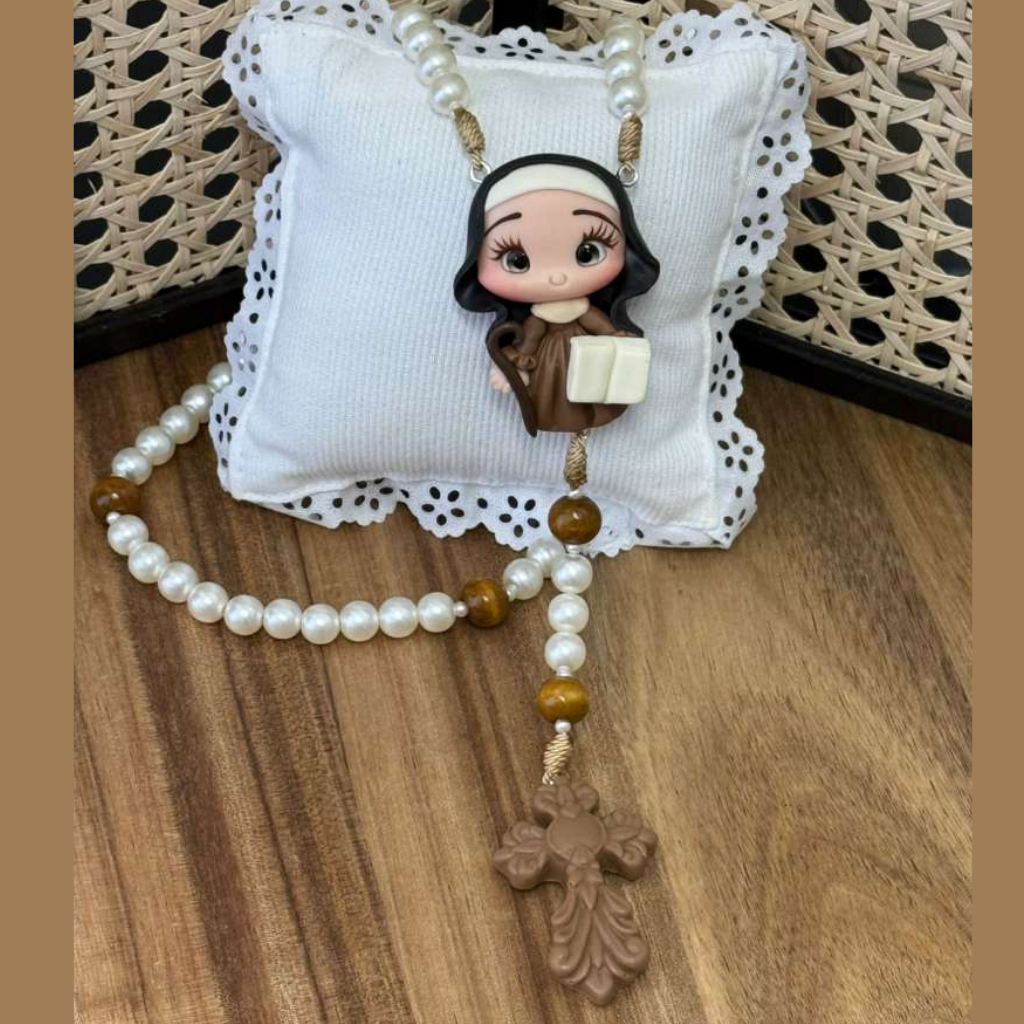 Saint Monica Rosary – Pearl and Brown
