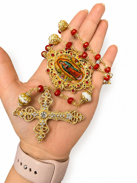 Terço Guadalupe Luxo - Vermelho