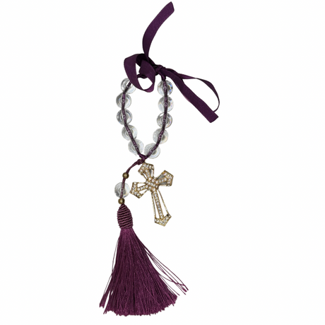 Dezena para carro crucifixo c/ strass