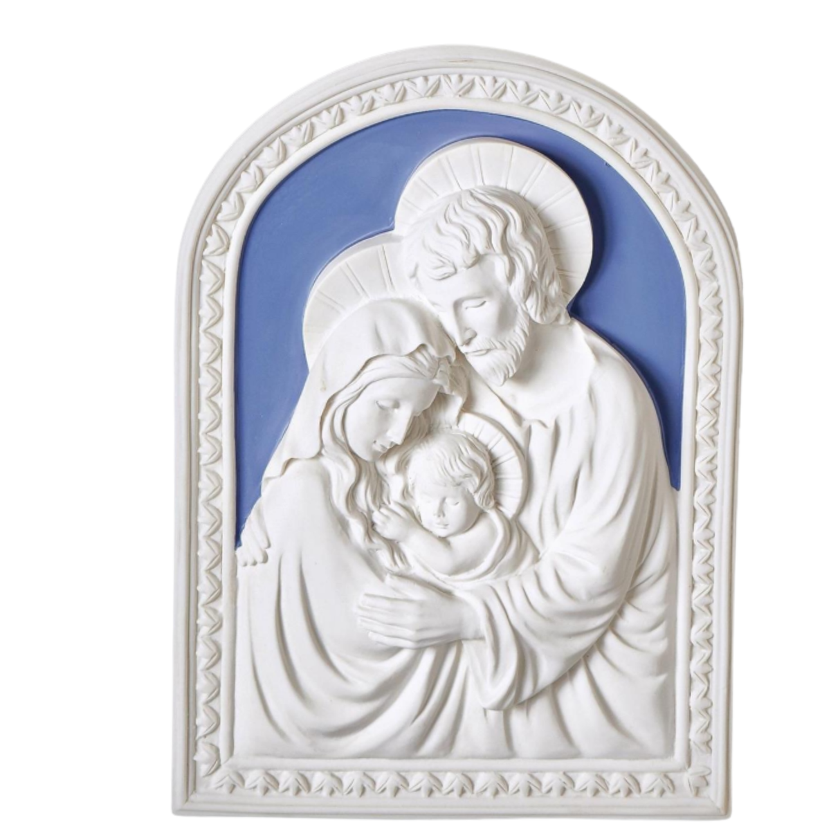 Della Robbia Style Holy Family Wall Plaque 7.5"