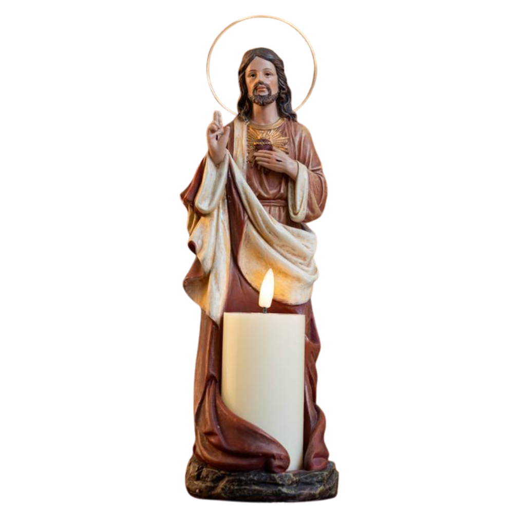A S. Coração de Jesus C/ Vela 30cm Resina