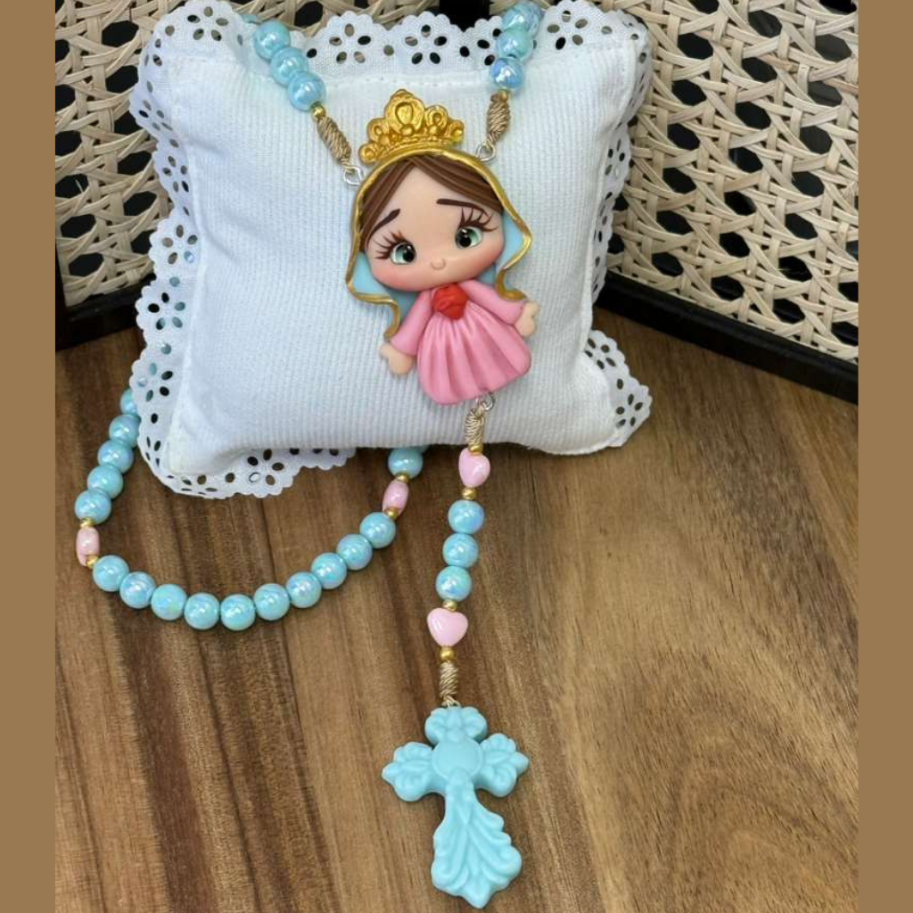 Terço Imaculado Coração de Maria – Azul