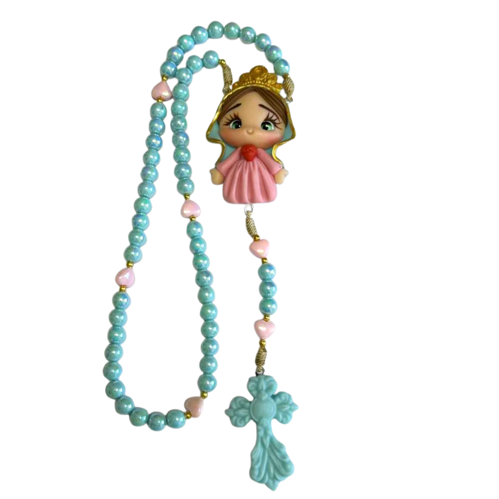 Terço Imaculado Coração de Maria – Azul