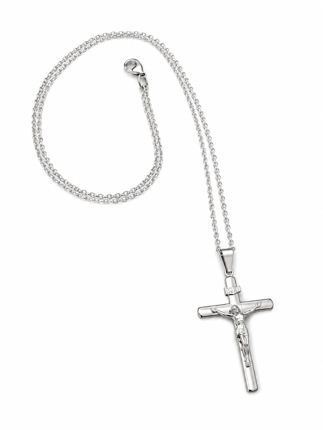 Colar Com Crucifixo Foleado a Prata