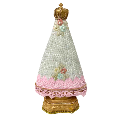 Nossa Senhora Aparecida – Manto Rosa com Pérolas