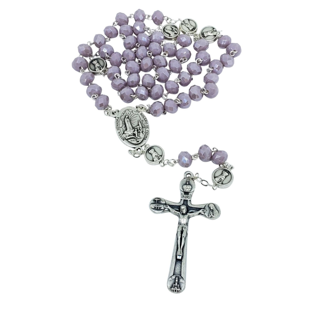 Terço de Cristal N. Sra. de Fátima | Lilás |