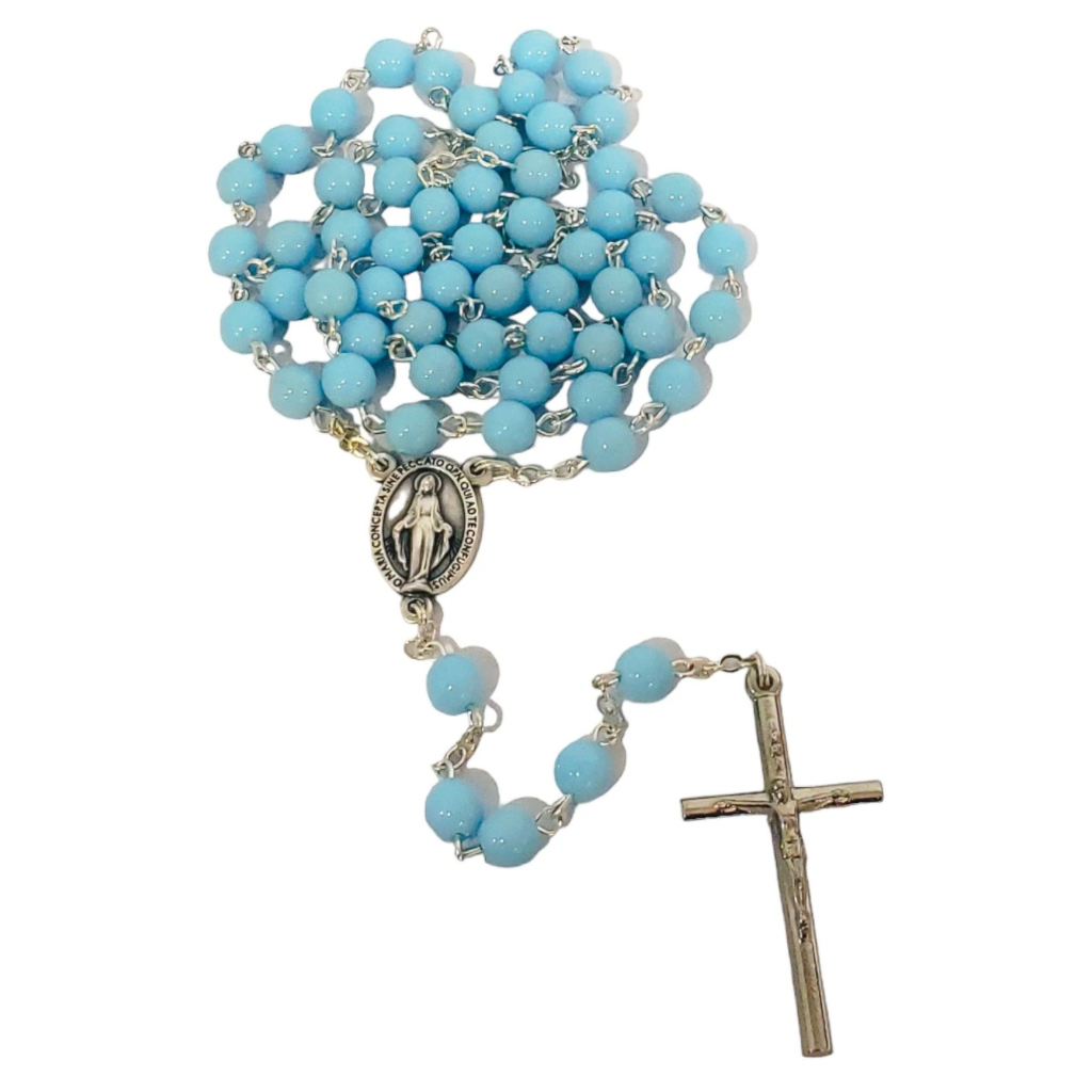 Terço Italiano de Vidro Azul