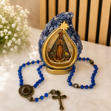 Kit Gota Nossa Senhora Aparecida Azul + Terço