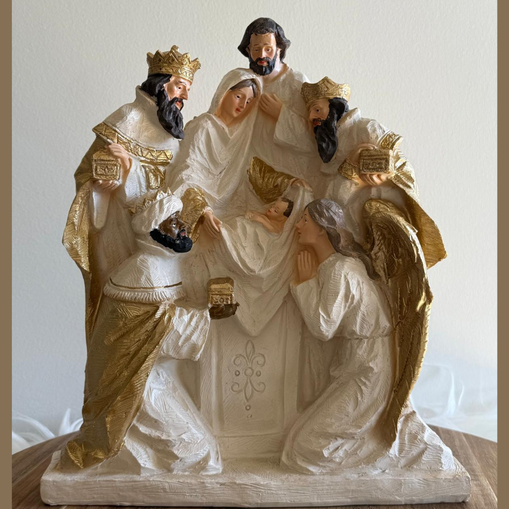 Natividade com Anjo e Reis Magos 30cm