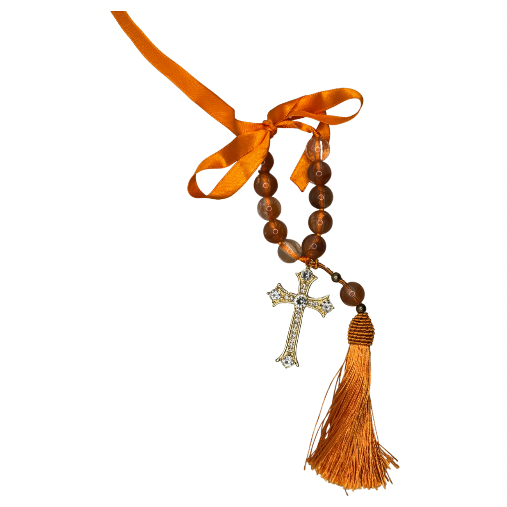 Car rosary crucifix with rhinestones