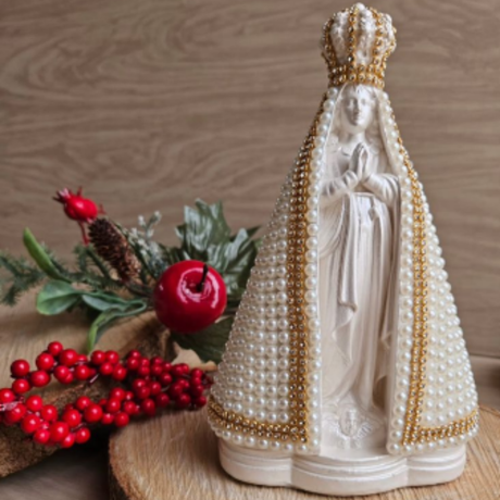 N. Sra Aparecida Decorada com Pérolas e Strass - 20cm