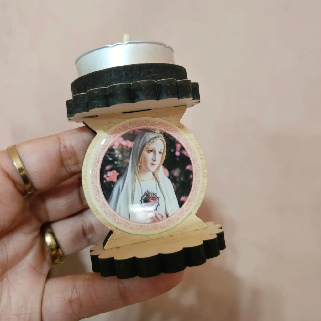 Luminária Mini Nossa Senhora de Fátima com vela