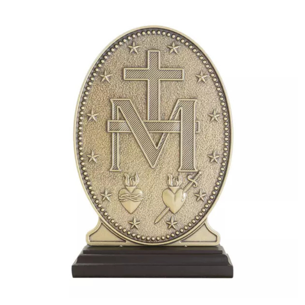 Adorno de Nossa Senhora das Graças Metal Ouro Velho