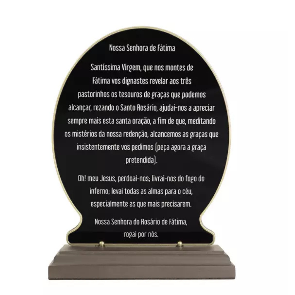 Adorno de Nossa Senhora de Fátima em Metal Ouro Velho 21,5cm