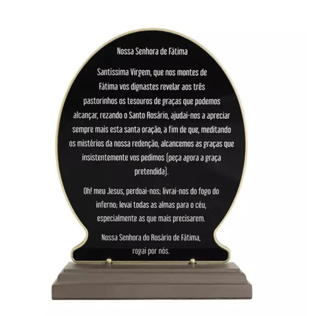 Adorno de Nossa Senhora de Fátima em Metal Ouro Velho 21,5cm