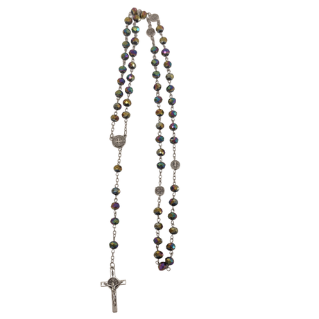 Crystal Rosary with Saint Benedict Medal - Colorful