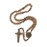 Saint Michael Rosary 10mm Imbuia Wood