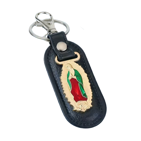 Our Lady of Guadalupe Keychain - Faux Leather