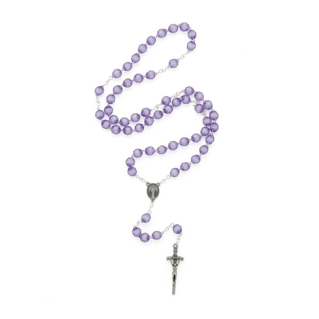 Terço Cristal Acrílico Nossa Senhora das Graças Lilás