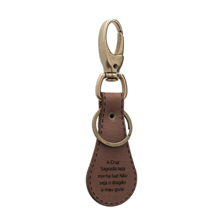 St. Benedict Brown Leather Keychain