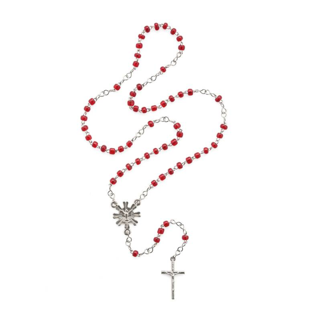 Red Bead Confirmation Rosary Souvenir