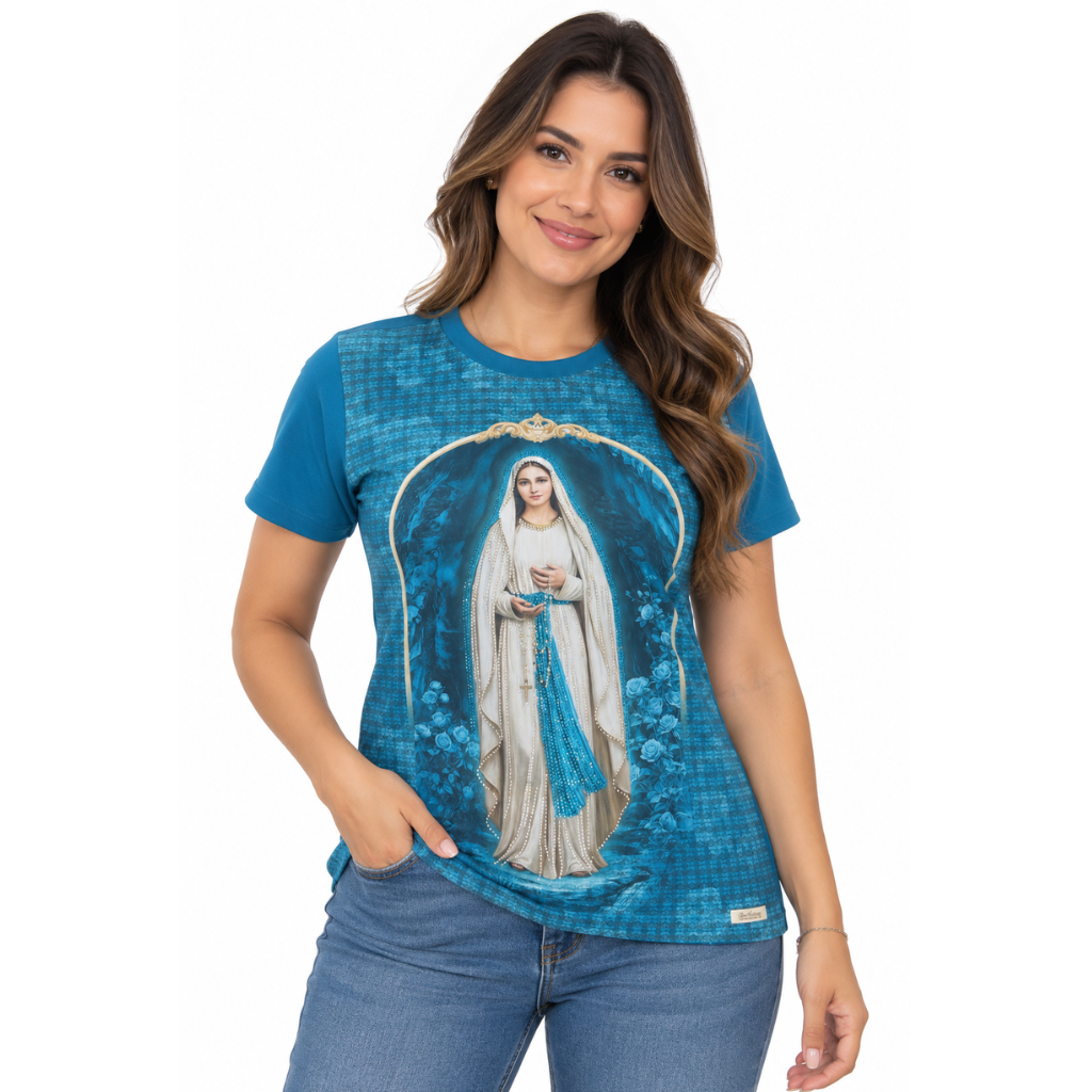 Baby look Nossa Senhora do Rosário com pedrarias