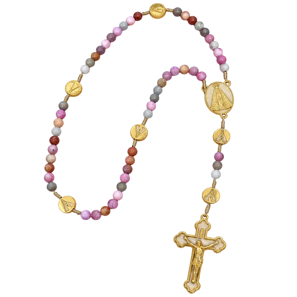 Terço Nossa Senhora Aparecida - Cristal Calcedonia