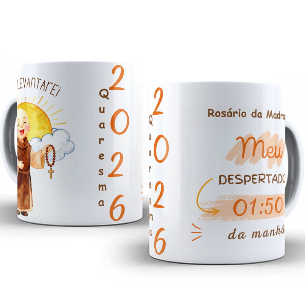 Caneca Rosário da Madrugada 2026 – Meu Despertador 01:50 da Manhã – 11oz