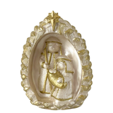 Miniature Nativity Scene in a Golden Pine Cone