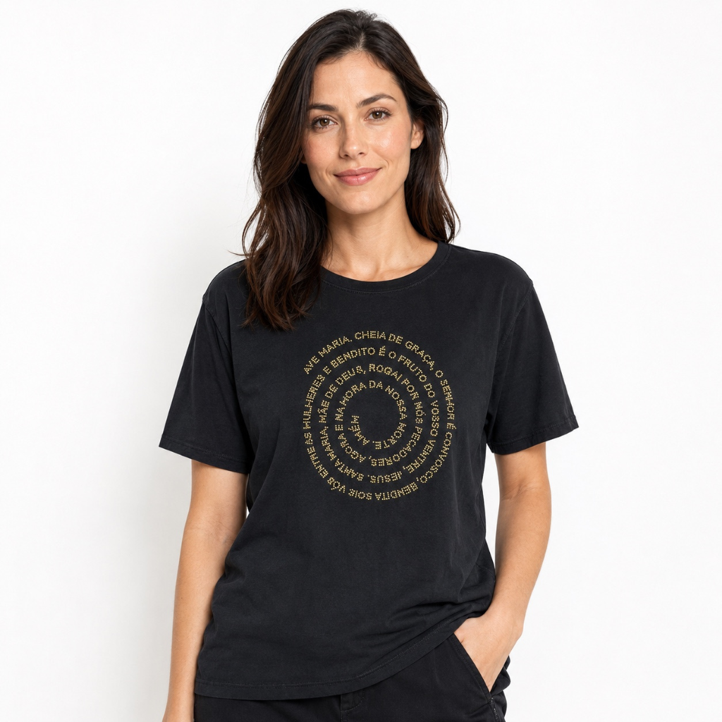 Camiseta Ave Maria Espiral - Preta