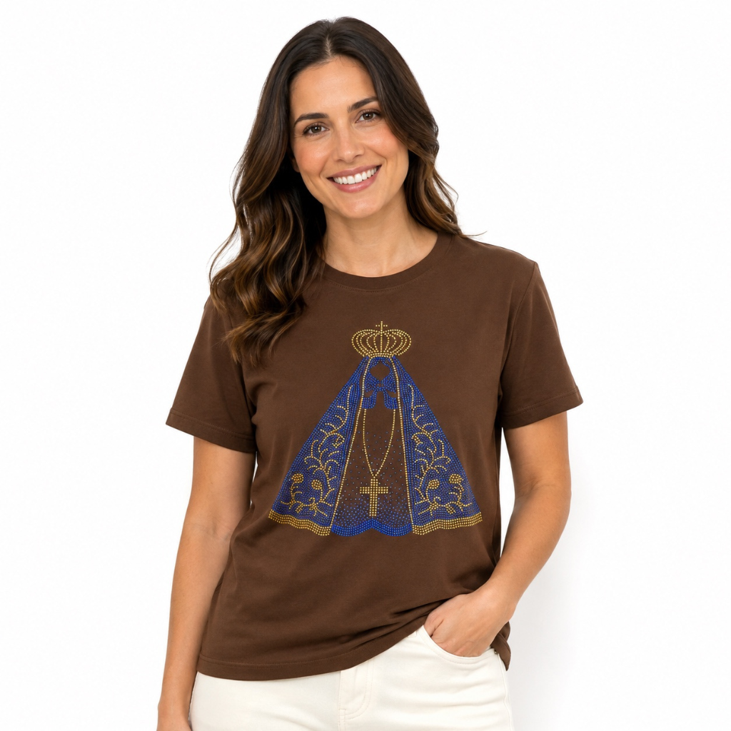 Camiseta Nossa Senhora Aparecida - Marrom