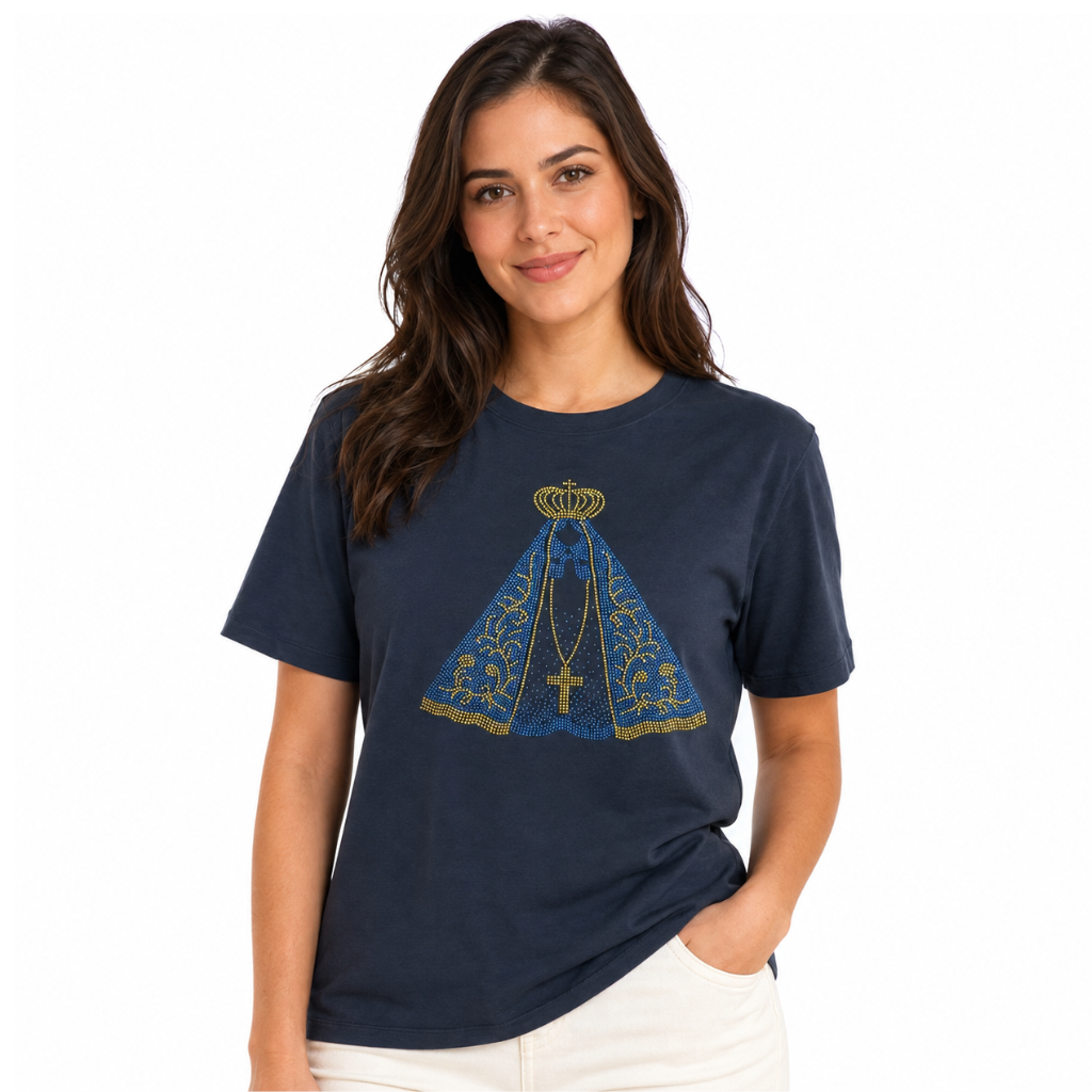 CAmiseta Nossa Senhora Aparecida - Azul Marinho