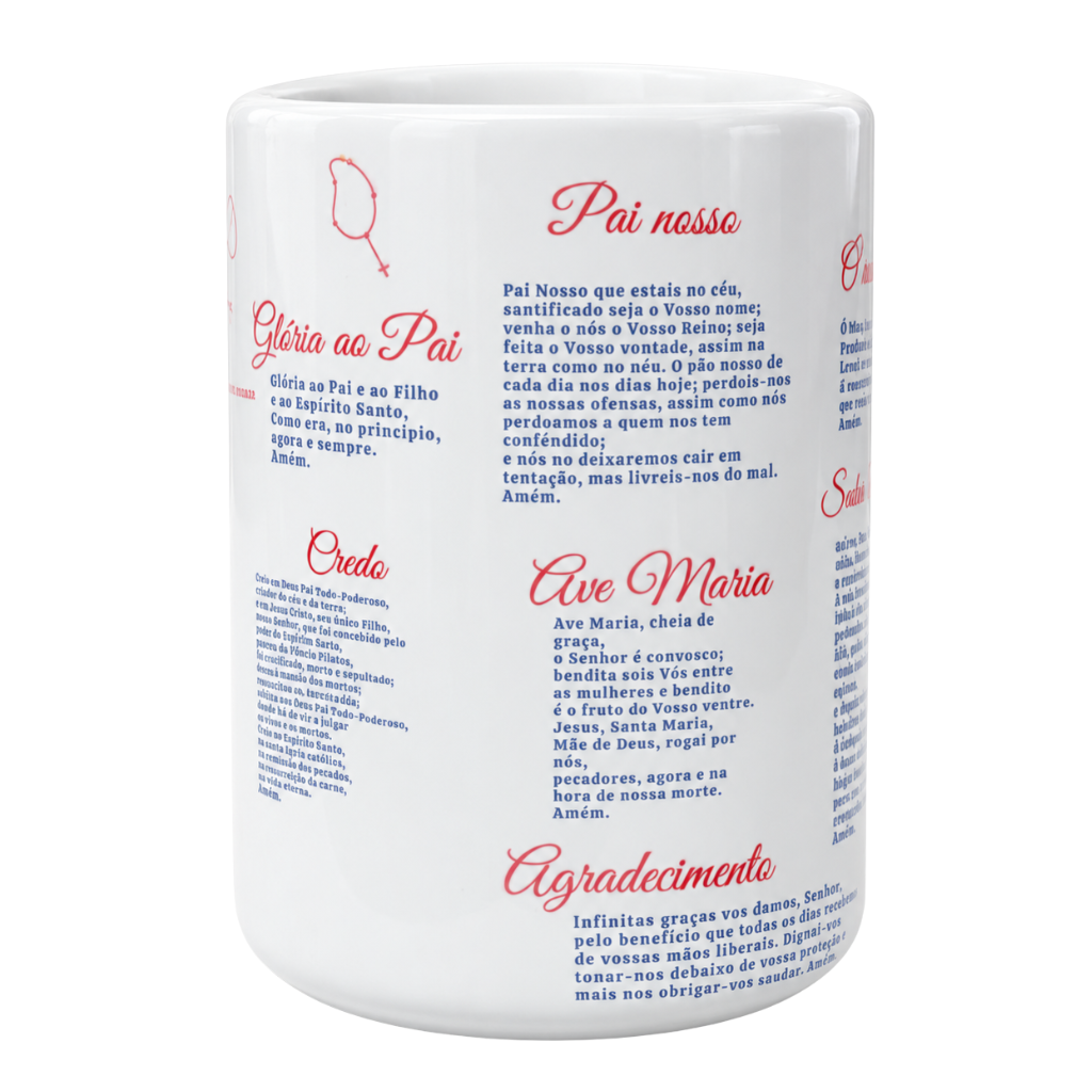 Caneca Guia de Oração do Santo Terço 15oz