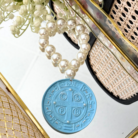 Pingente Medalha São Bento Azul – Para Porta ou Retrovisor