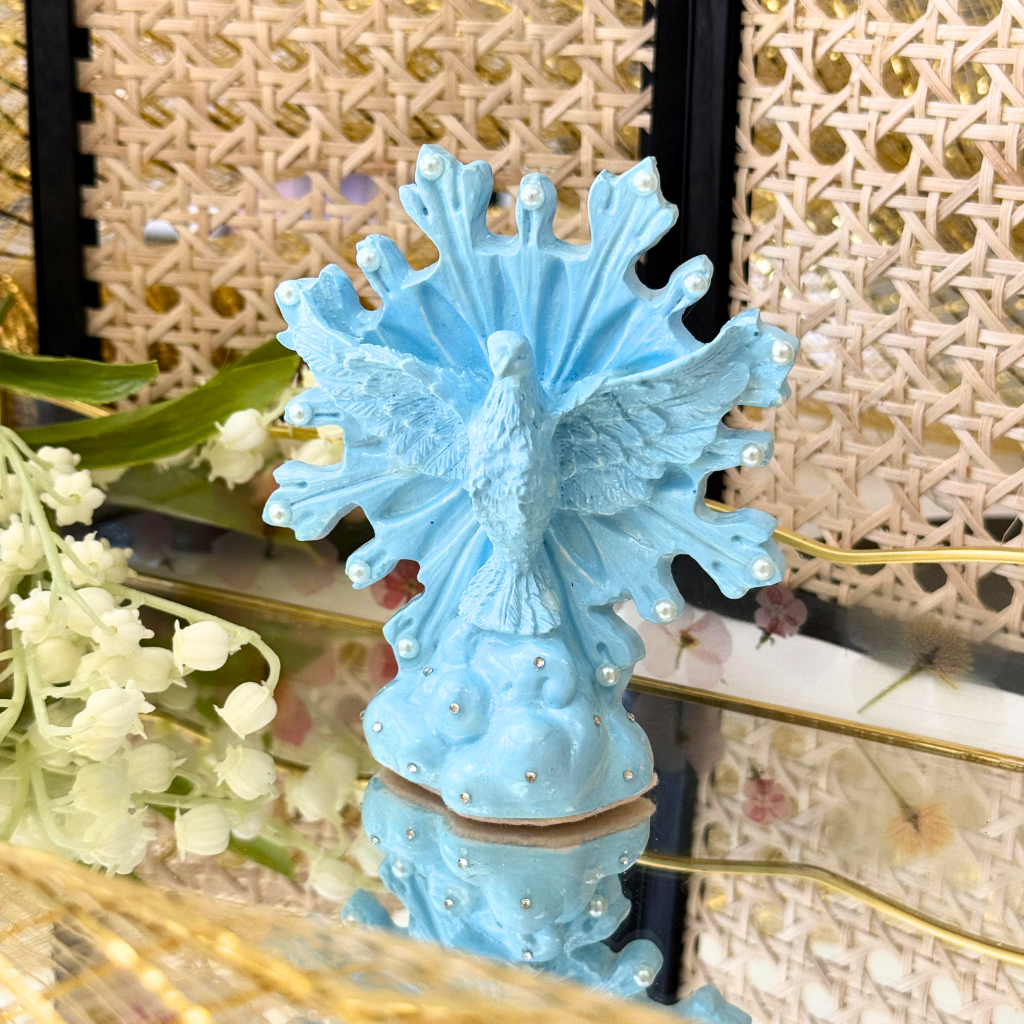 Espíritu Santo de Mesa en Resina Azul – 10 cm