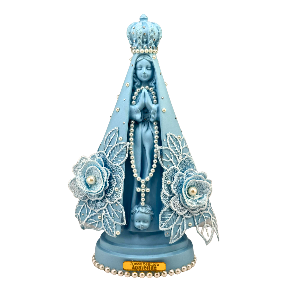 Nossa Senhora Aparecida Azul Decorada - 23cm