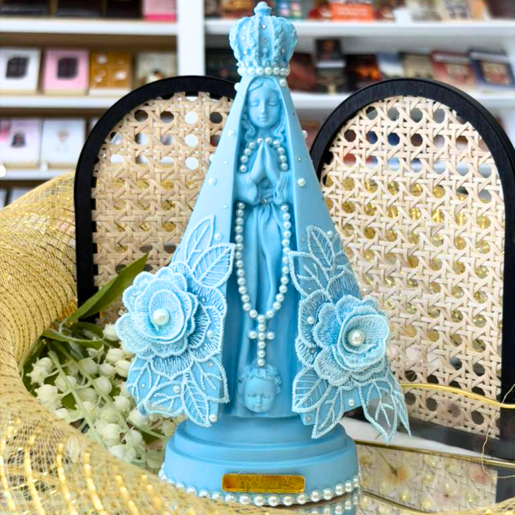 Nossa Senhora Aparecida Azul Decorada - 23cm