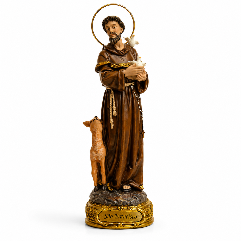 São Francisco 20cm Resina tradicional (C/ Auréola)