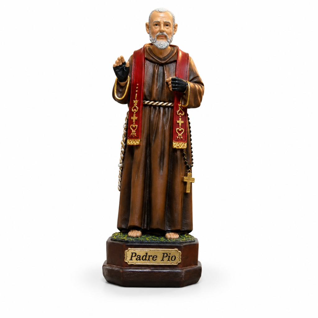 São Padre Pio com Estola 20 cm Resina