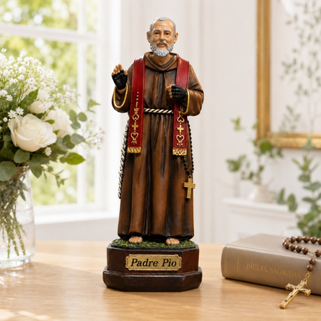 São Padre Pio com Estola 20 cm Resina