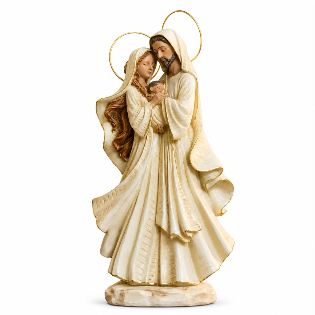 Sagrada Família Afetuosa Marfim 30 cm Resina