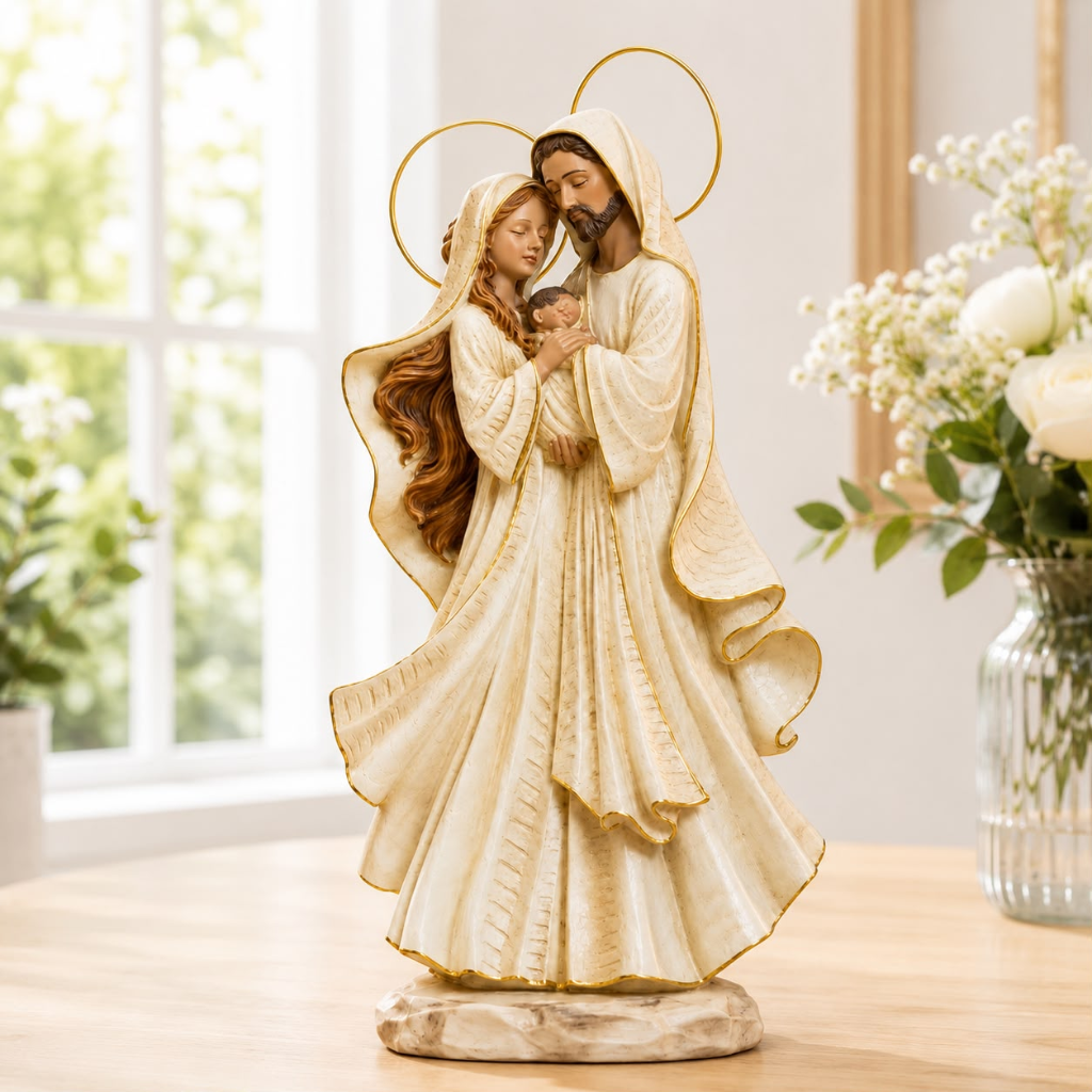Sagrada Família Afetuosa Marfim 30 cm Resina