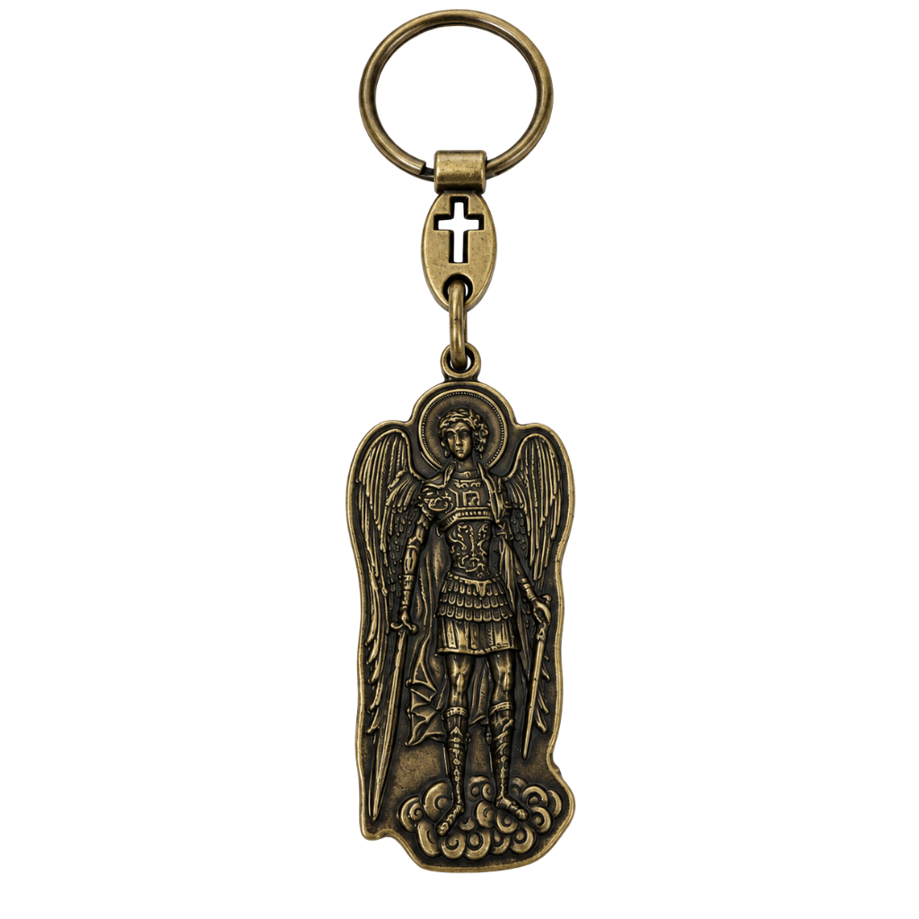 Chaveiro São Miguel Arcanjo Dourado Envelhecido