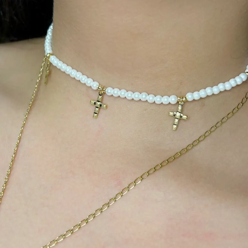 Gargantilla Perlas con Cruces
